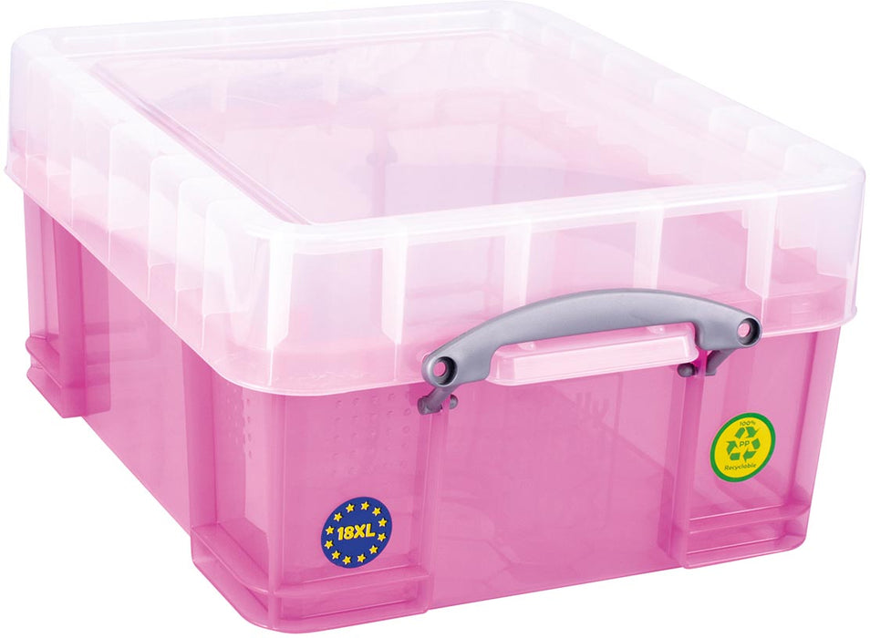 Really Useful Box Box opbergdoos 18 liter XL, doorzichtig roze