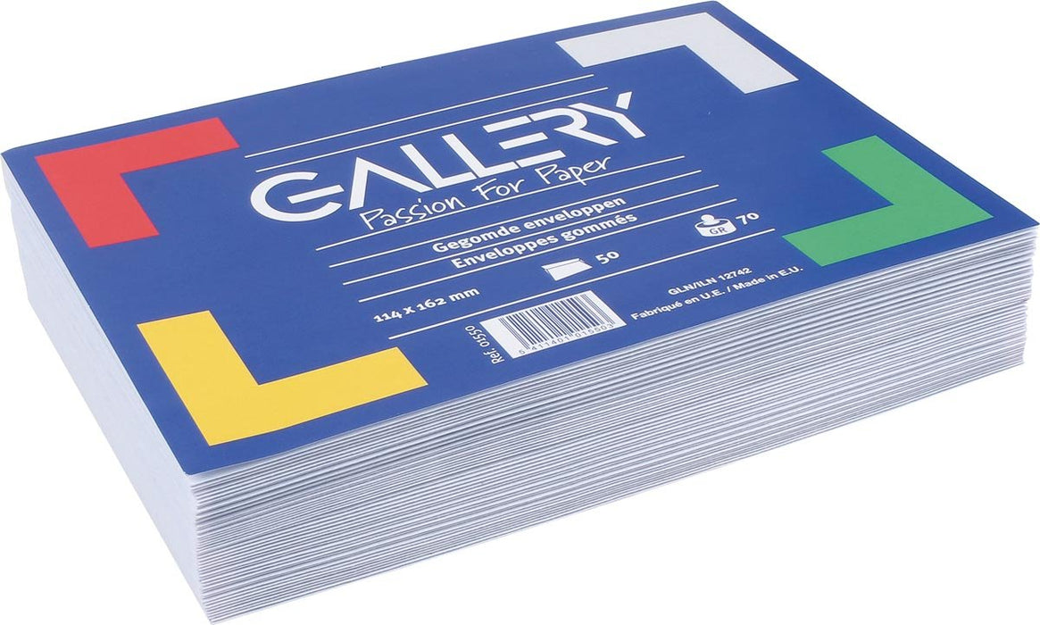 Enveloppen in de galerij van 114 x 162 mm, met gom, pak van 50 stuks - OfficeTown
