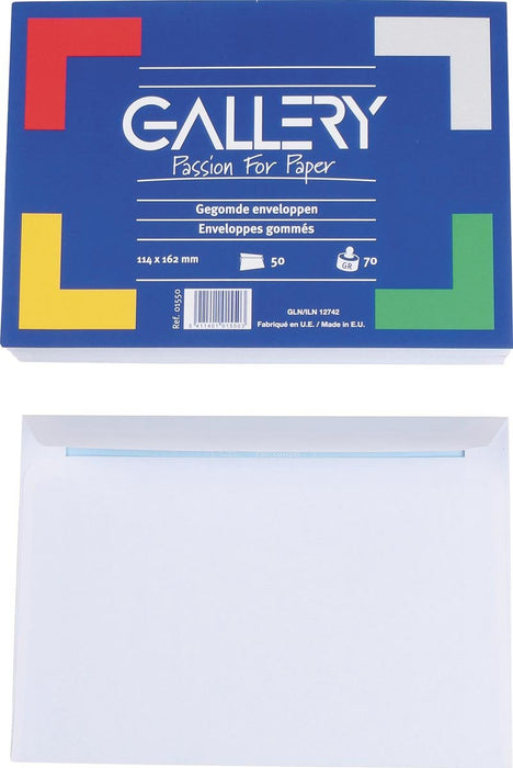 Enveloppen in de galerij van 114 x 162 mm, met gom, pak van 50 stuks - OfficeTown