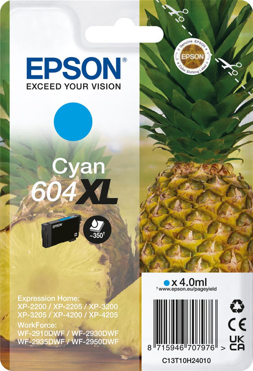 Epson inktcartridge 604 XL, 350 pagina's, OEM C13T10H24010, cyaan - OfficeTown