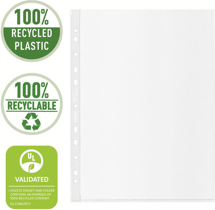 Esselte geperforeerde showtas, 100 % gerecycleerd, ft A4, 70 micron, doos van 20 stuks - OfficeTown