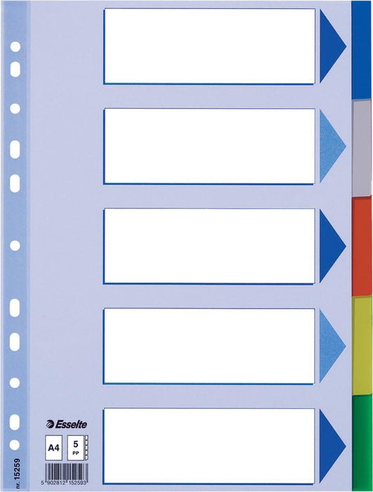 Esselte tabbladen 5 tabs van PP 115 micron A4 formaat - OfficeTown