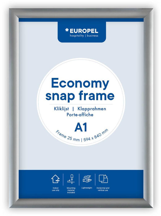 Europel clicklijst Economy, lijst 25 mm, ft A1, zilver - OfficeTown