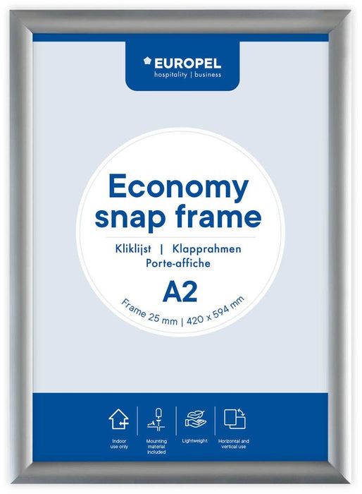 Europel clicklijst Economy, lijst 25 mm, ft A2, zilver - OfficeTown
