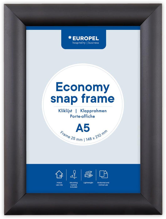 Europel Clicklijst Economy, lijst 25 mm, ft A5, zwart - OfficeTown