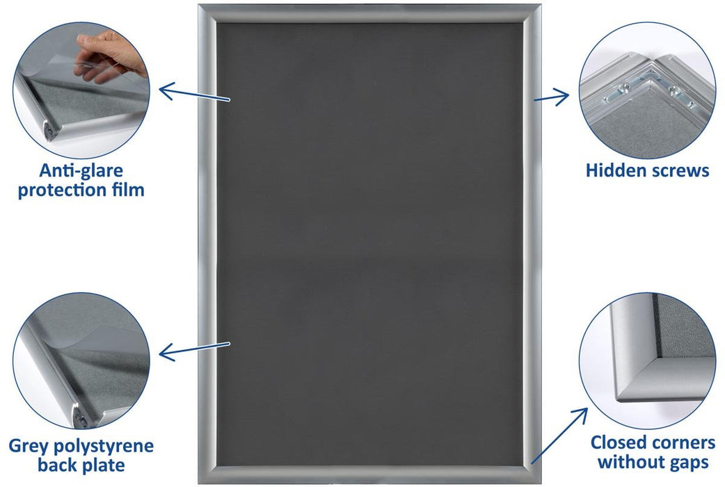 Europel clicklijst, lijst 25mm A2, zilverkleurig posterframe - OfficeTown
