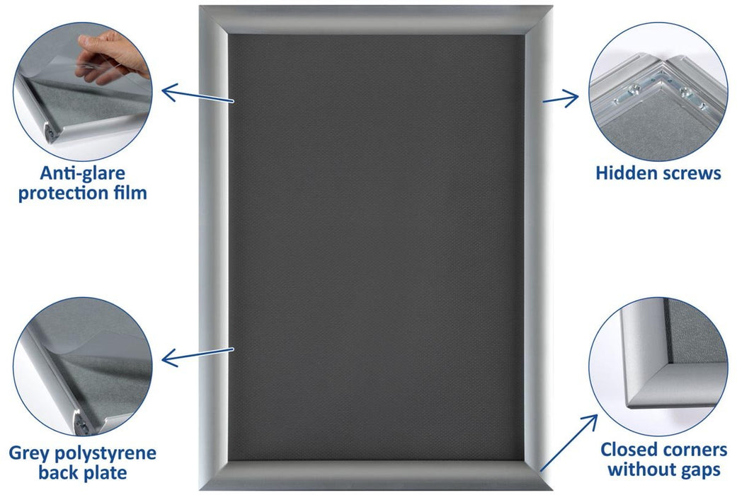 Europel clicklijst, lijst 25mm A3, zilverkleurig posterframe - OfficeTown