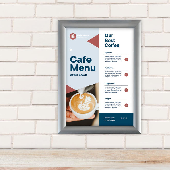 Europel clicklijst, lijst 25mm A4, zilverkleurig posterframe - OfficeTown