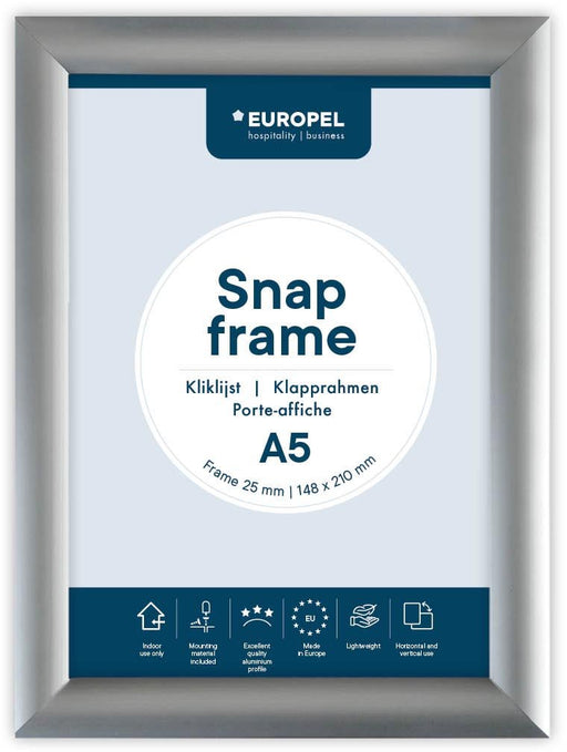 Europel clicklijst, lijst 25mm A5, zilverkleurig posterframe - OfficeTown