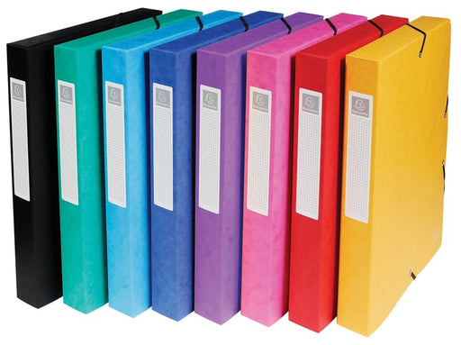 Exacompta elastobox Exabox 8 geassorteerde kleuren: geel, rood, roze, paars, blauw, turquoise, groen e... 8 stuks - OfficeTown