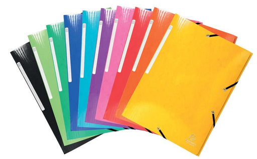 Exacompta Iderama elastomap met 3 kleppen, met rugetiket, geassorteerde kleuren 25 stuks - OfficeTown
