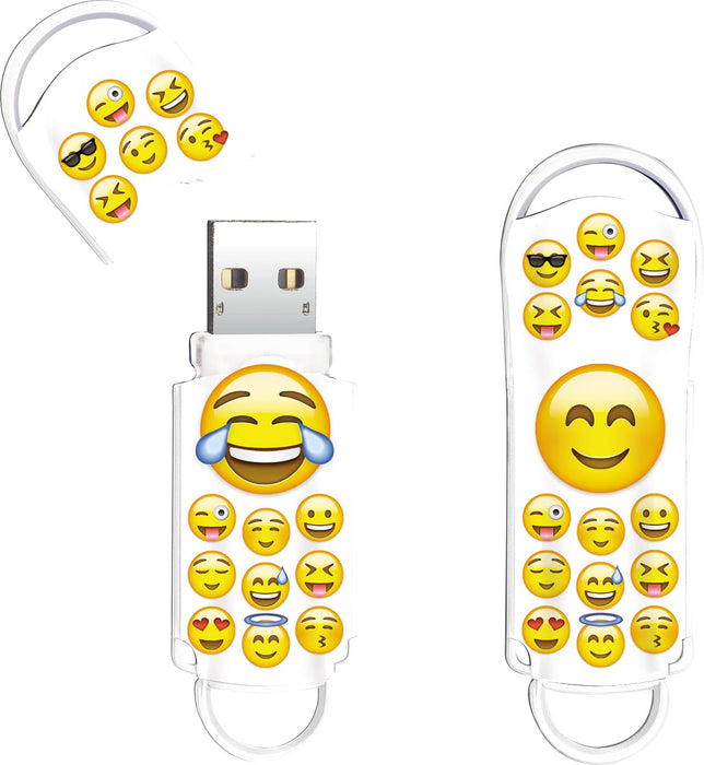 Emoji USB 2.0 Stick, 32 GB, Wit met Afneembaar Kapje