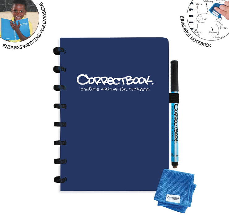 Correctbook A5 Original: uitwisbaar / herbruikbaar notitieboek, blanco, Midnight Blue (marineblauw)