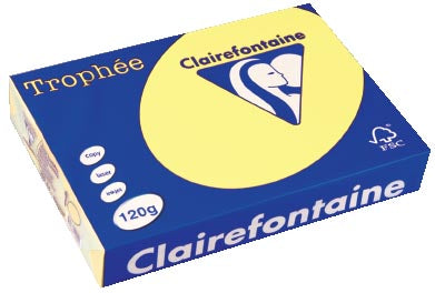 Clairefontaine Trophée Pastel, gekleurd papier, A4, 120 g, 250 vel, citroengeel 5 stuks, OfficeTown