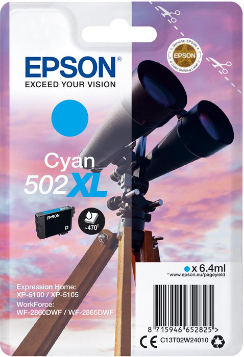 Epson inktcartridge 502XL, 470 pagina's, OEM C13T02W24010, cyaan