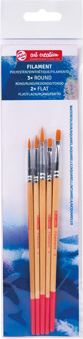 Talens Art Creation aquarelpenselen polyester assorti, set van 5 penselen