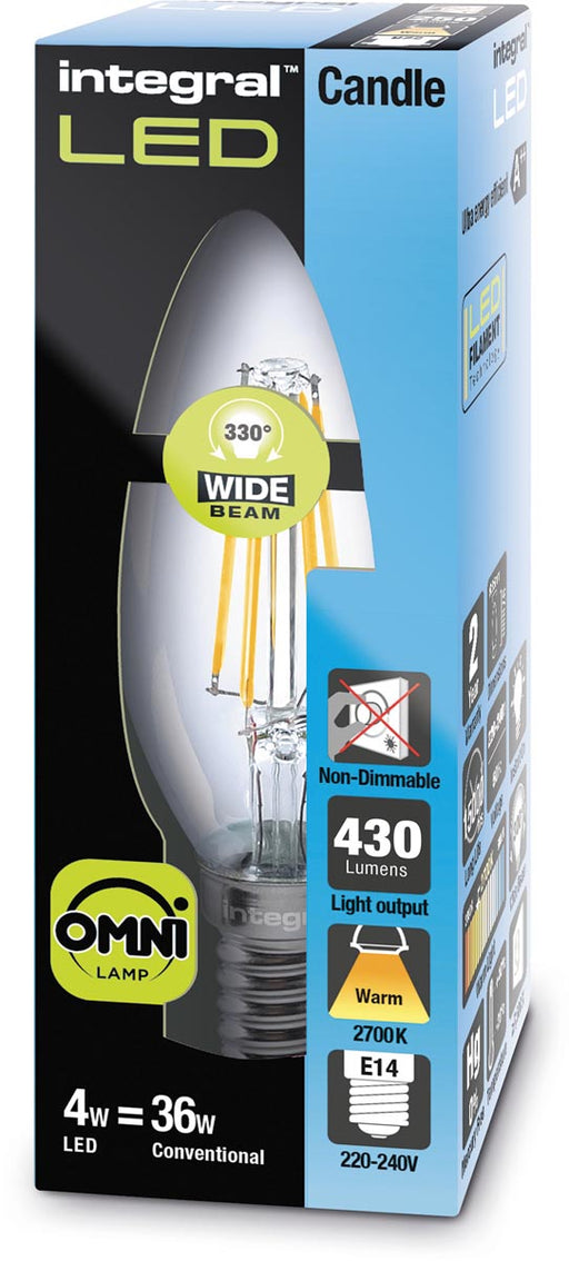 Integral Candle LED lamp E14, niet dimbaar, 2.700 K, 4 W, 470 lumen 10 stuks, OfficeTown