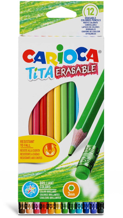 Carioca kleurpotloden met gum Tita, 12 stuks in een kartonnen ophangetui
