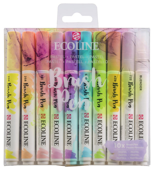 Talens Ecoline Brush pen, set van 10 penselen in zachte pastelkleuren