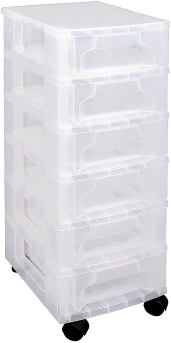 Really Useful Box box ladenblok 6 x 3,5 l, doorzichtig met wielen
