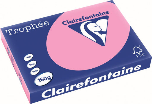 Clairefontaine Trophée Pastel, gekleurd papier, A3, 160 g, 250 vel, felroze 4 stuks, OfficeTown
