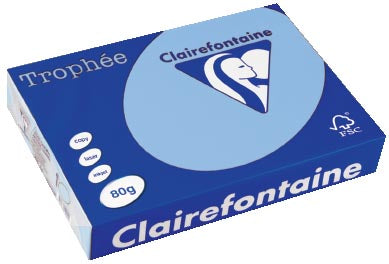 Clairefontaine Trophée gekleurd papier, A4, 80 g, 500 vel, helblauw 5 stuks, OfficeTown
