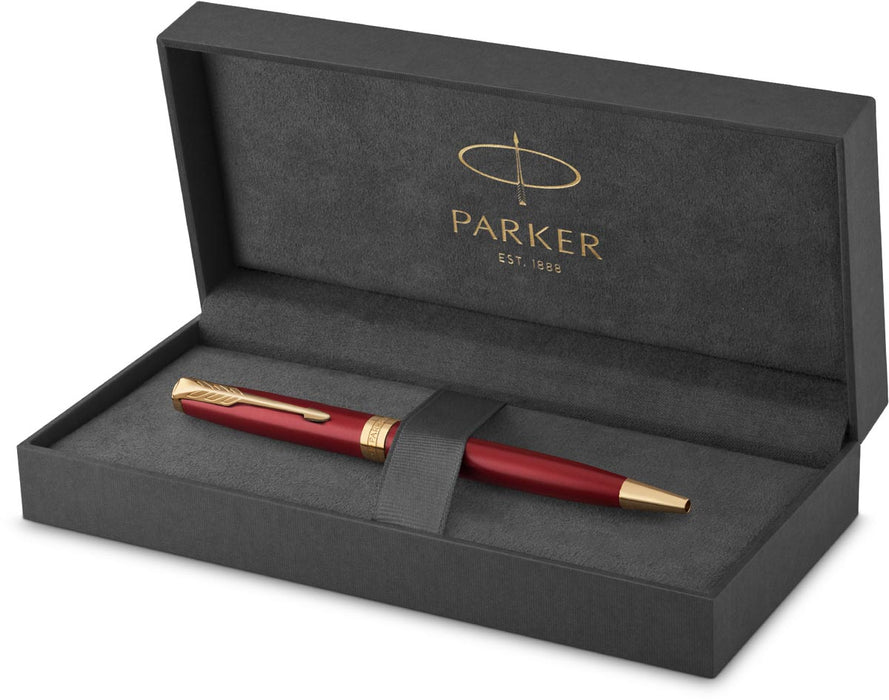 Parker Sonnet balpen in rood en goud met medium punt, in giftbox