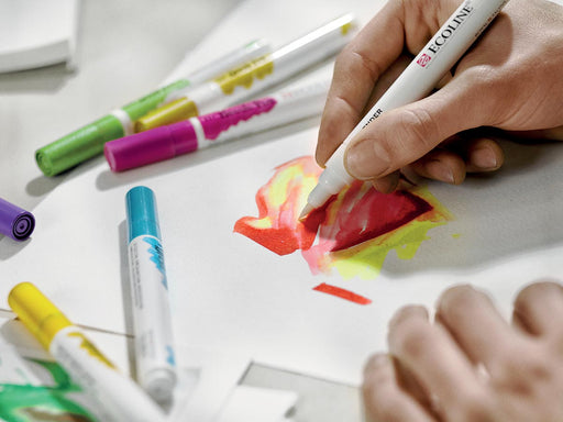 Talens Ecoline Brush pen, etui met 5 stuks in de primaire kleuren 3 stuks, OfficeTown