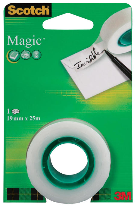 Scotch Magic Tape ft 19 mm x 25 m, 1 rolletje - Onzichtbare Plakband met Blister