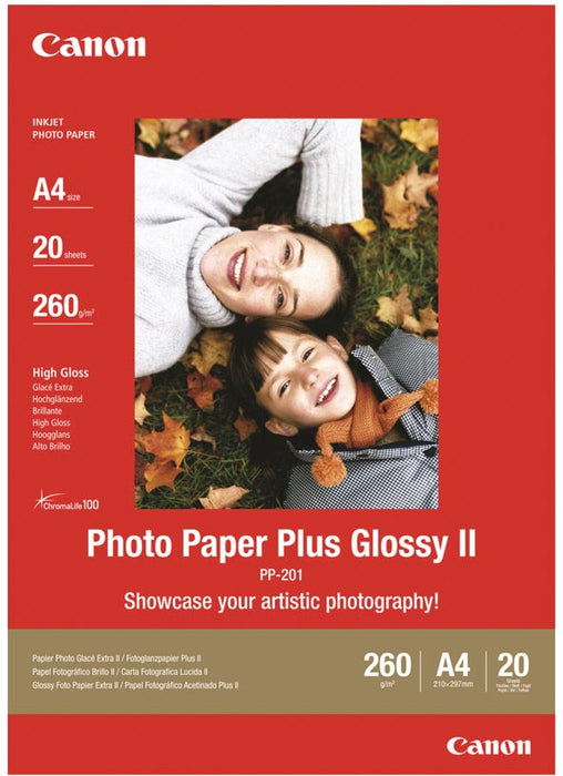 Canon glanzend fotopapier PP-201 Plus, A4-formaat, 260 g, verpakking van 20 vellen