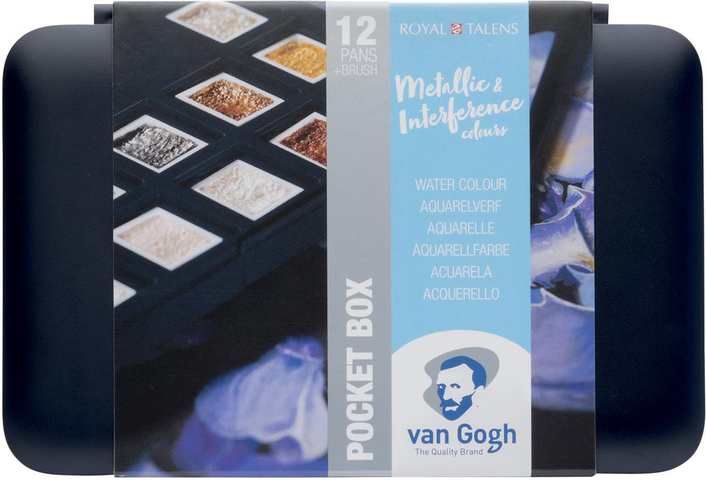 Van Gogh aquarelverf, pocketbox met 12 metallic- en interference kleuren