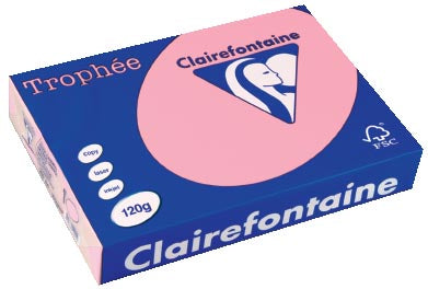 Clairefontaine Trophée Pastel, gekleurd papier, A4, 120 g, 250 vel, roze 5 stuks, OfficeTown