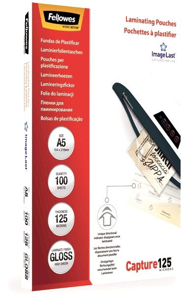 Fellowes lamineerhoes Capture125 ft A5, 250 micron (2 x 125 micron), pak van 100 stuks - OfficeTown