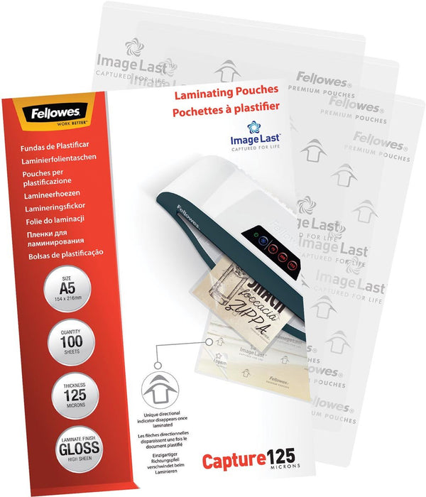 Fellowes lamineerhoes Capture125 ft A5, 250 micron (2 x 125 micron), pak van 100 stuks - OfficeTown