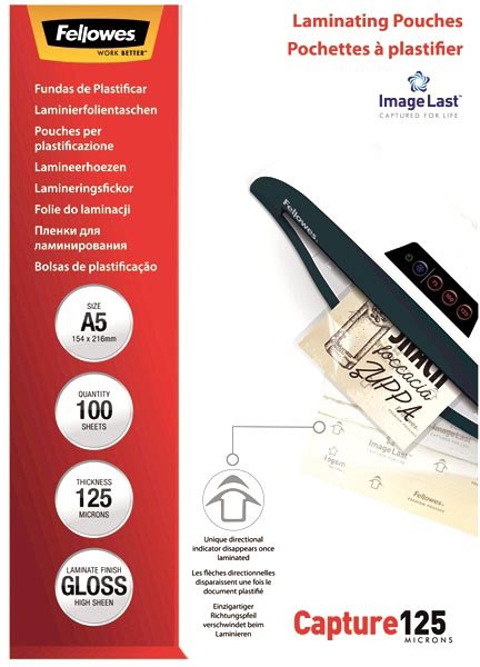 Fellowes lamineerhoes Capture125 ft A5, 250 micron (2 x 125 micron), pak van 100 stuks - OfficeTown