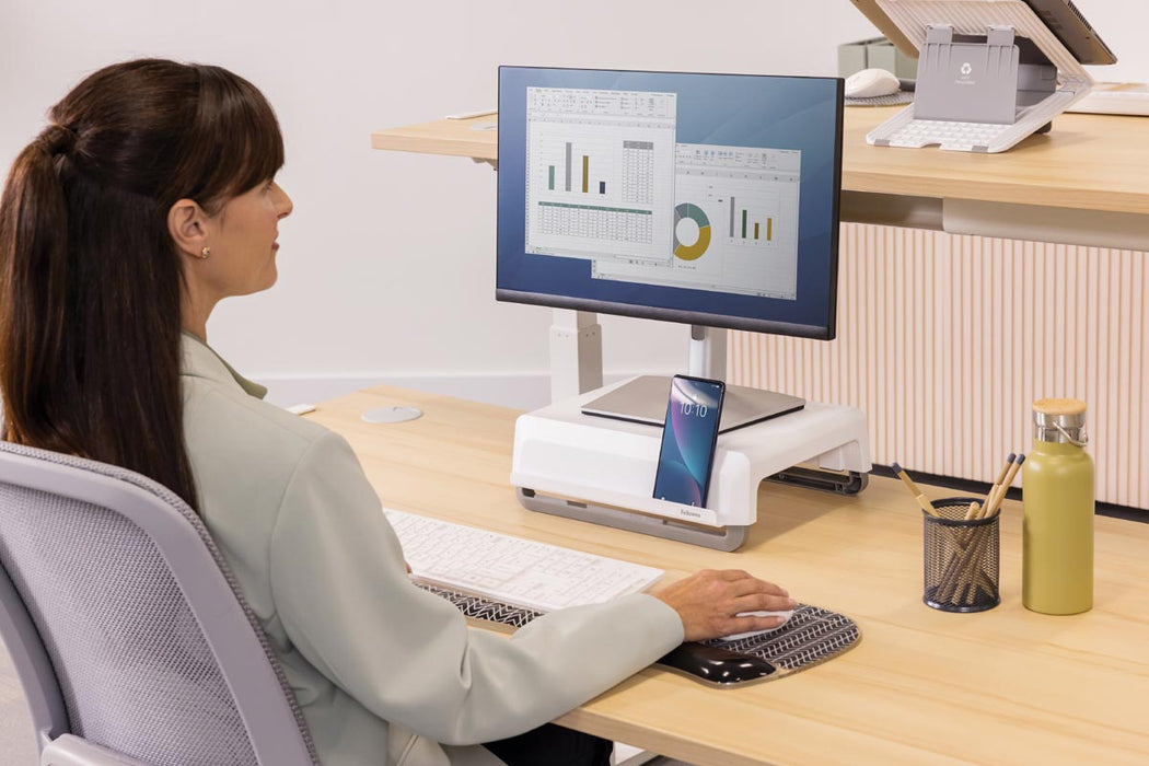 Fellowes monitorstandaard Breyta, wit - OfficeTown