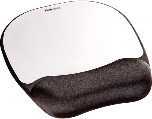 Fellowes Muismat met Polssteun van Memory Foam, Zwart/Zilver - OfficeTown