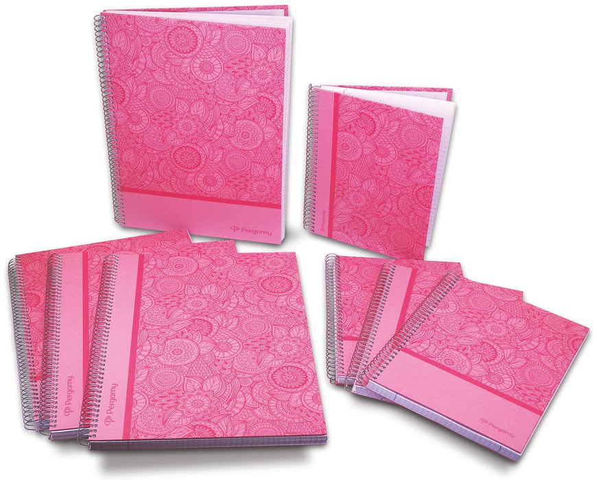 Pergamy Mandala notitieboek met A4-formaat, 5 mm geruit, roze met harde kaft