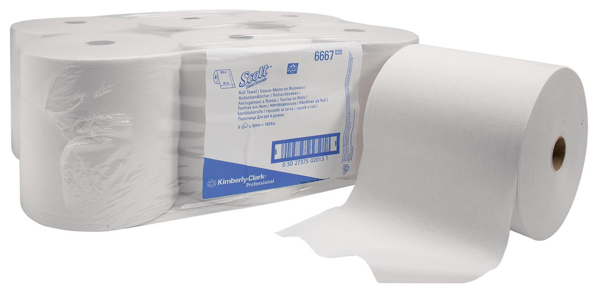 Scott papieren handdoekrol, 1-laags, 304 meter, pak van 6 stuks -> Scott papieren handdoekrol, 1-laags, 304 meter, 6 rollen