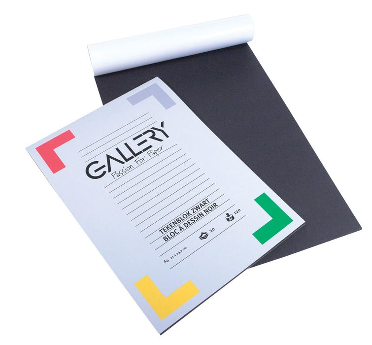Galerij zwart tekenpapier met 20 vellen, 120 g/m², ft 21 x 29,7 cm, A4, FSC - recycled gecertificeerd, Blaue Engel - OfficeTown