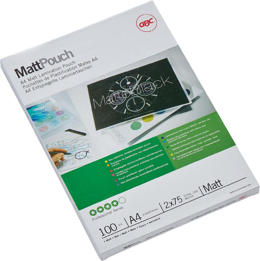 GBC Matt lamineerhoes ft A4, 150 micron (2 x 75 micron), mat/glanzend, pak van 100 stuks - OfficeTown