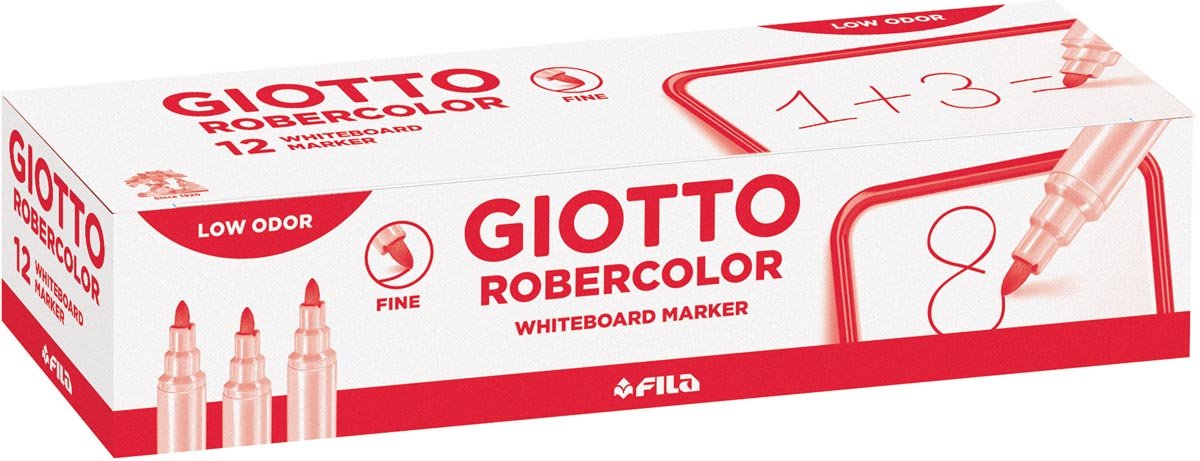 Giotto Robercolor whiteboardmarker fijn, ronde punt, rood 12 stuks - OfficeTown