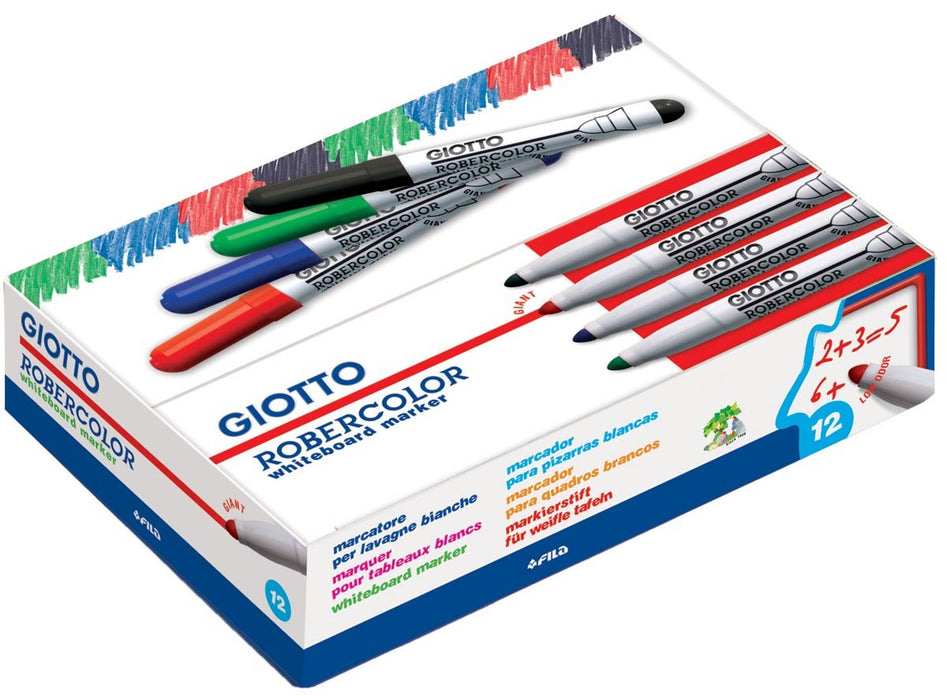 Giotto Robercolor whiteboardmarker maxi, ronde punt, rood 12 stuks - OfficeTown
