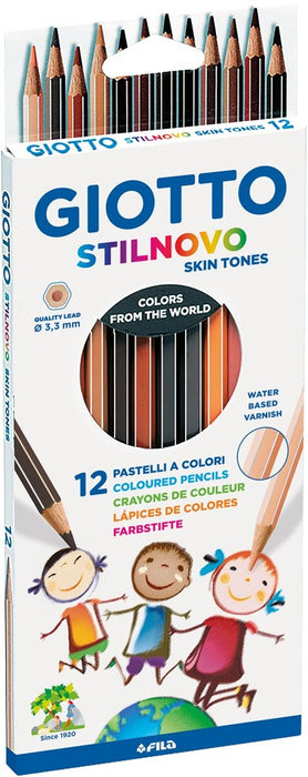 Giotto Stilnovo Huidtinten kleurpotloden, 12 potloden in kartonnen etui met ophangoog - OfficeTown