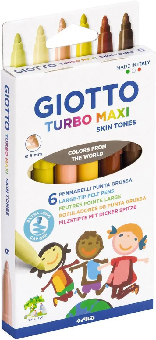 Giotto Turbo Maxi Huidtinten Viltstiften, 6 stuks met kartonnen etui - OfficeTown