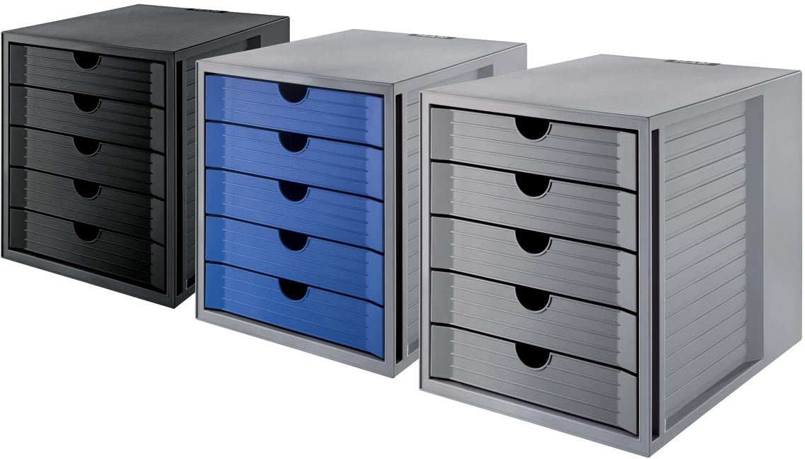 Han ladenblok Systembox Karma, met 5 gesloten laden, eco - zwart - OfficeTown