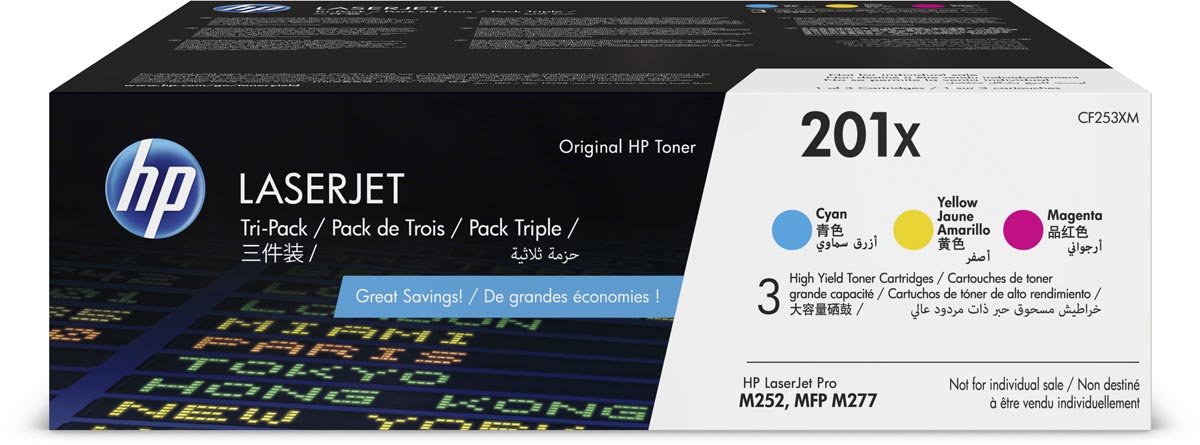 HP toner 201X, 3 x 2.300 pagina's, OEM CF253XM, 3 kleuren - OfficeTown