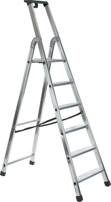 Industriële trapladder Galico quadra, 6 treden met antislipplatform - OfficeTown