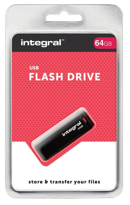 Integral USB 2.0 stick, 64 GB, zwart - OfficeTown