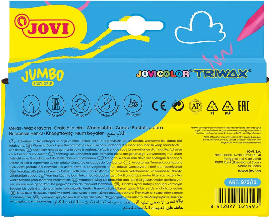 Jovi waskrijt Triwax Jumbo Easy Grip 12 stuks - OfficeTown
